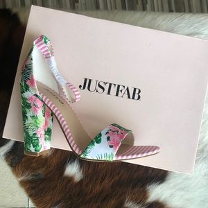 Floral mix print strappy heels